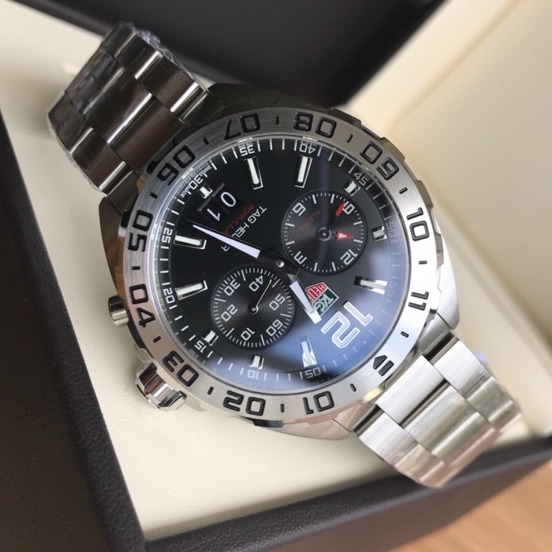 43mm Racing Chrono Alarm & GMT Chronograph with Steel Bracelet