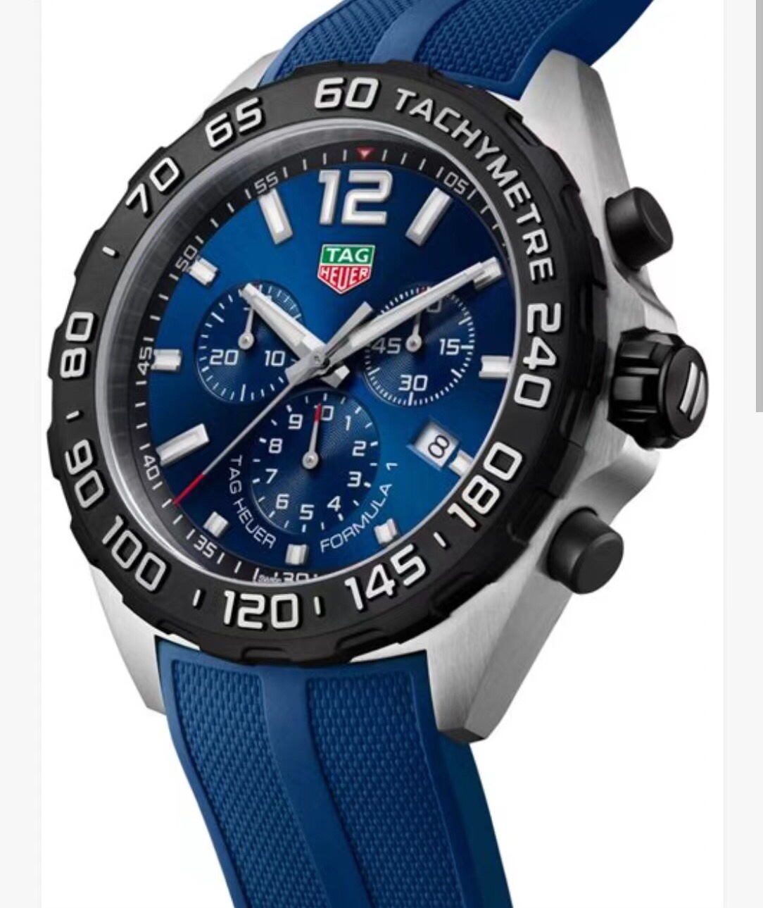 43mm Racing Chrono Blue Dial Chronograph with Blue Rubber Strap