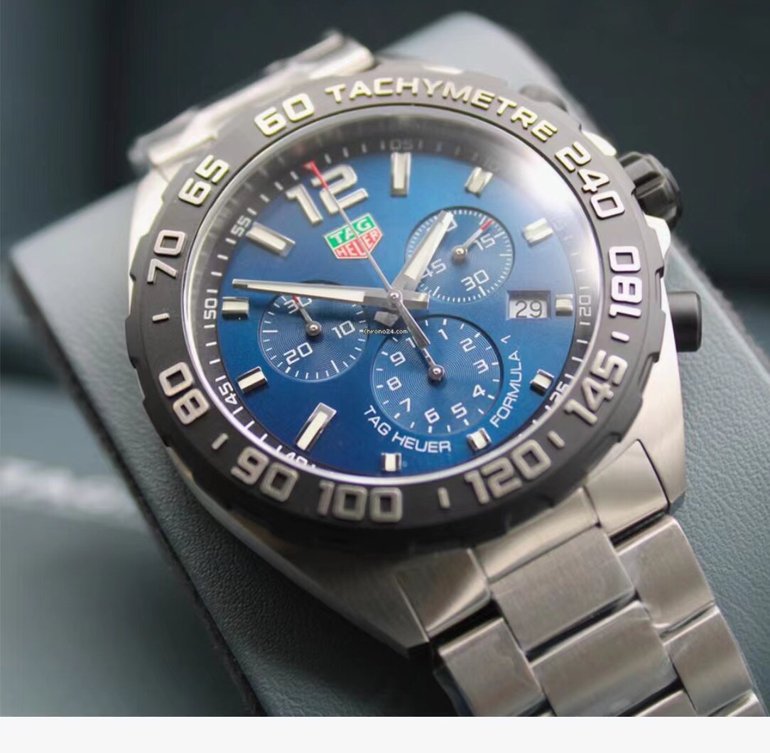 43mm Racing Chrono Blue Dial Chronograph with Steel Bracelet