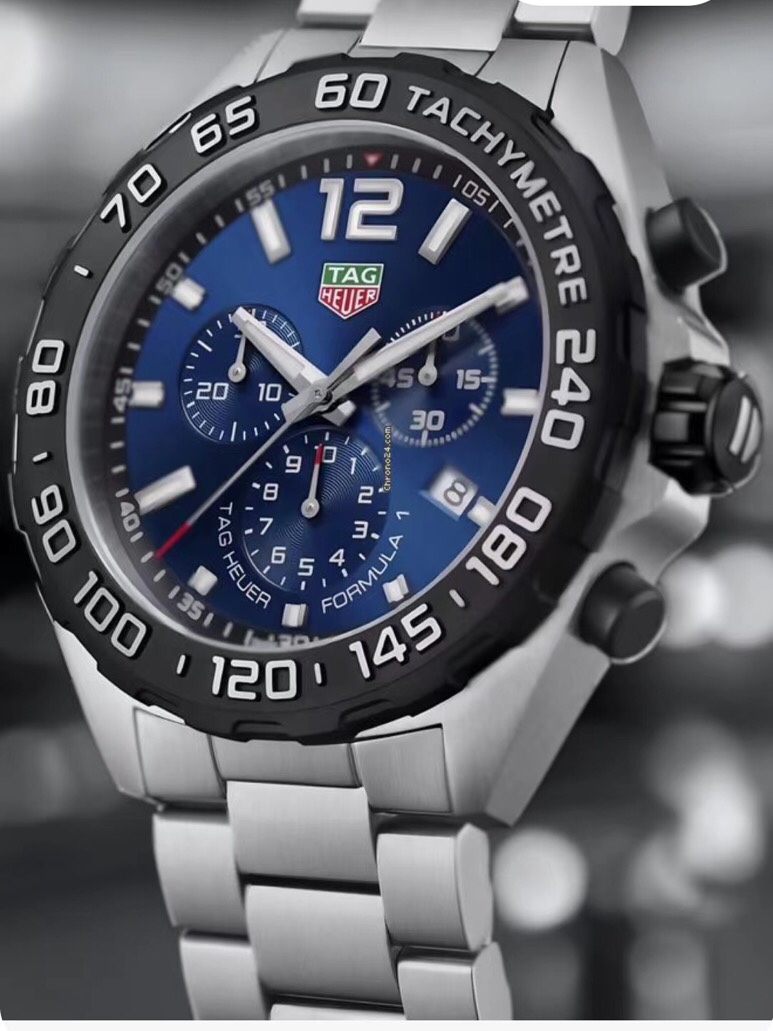 43mm Racing Chrono Blue Dial Chronograph with Steel Bracelet