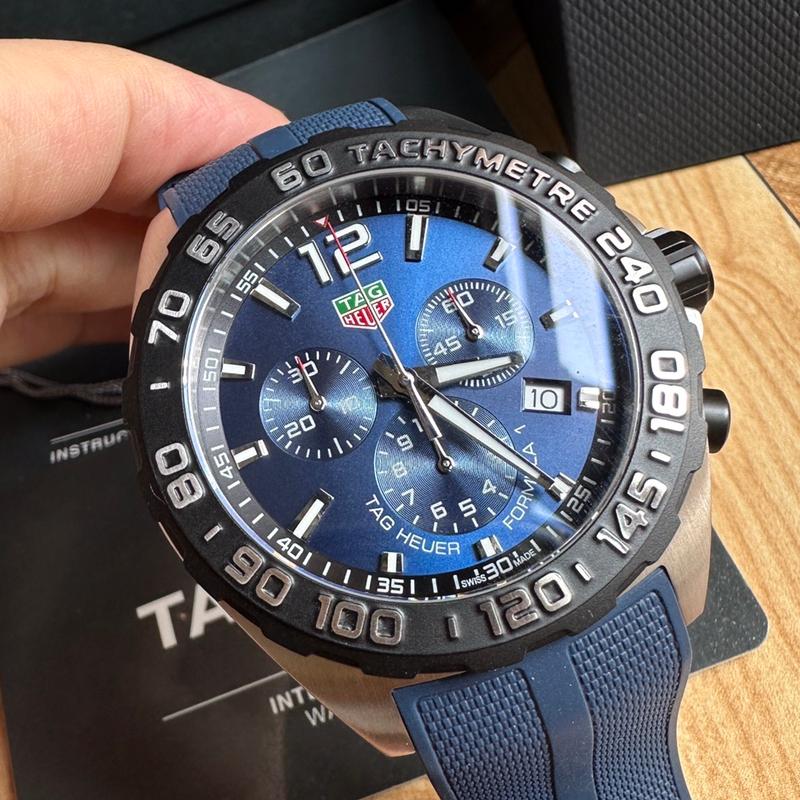 43mm Racing Chrono Blue Dial Chronograph with Blue Rubber Strap