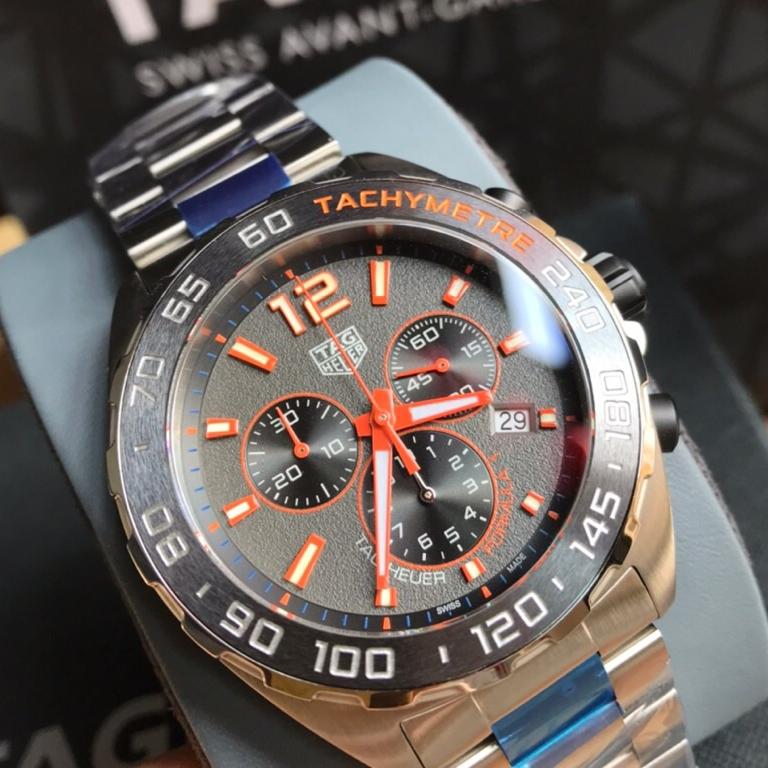 43mm Racing Chrono Grey Dial Orange Accent Chronograph with Steel Bracelet