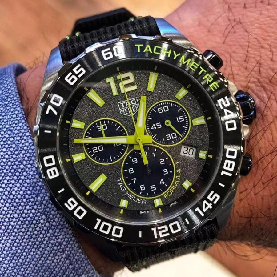 43mm Racing Chrono Neon Yellow Accent Chronograph Watch