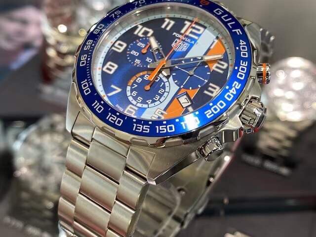 43mm Racing Chrono Gulf-Inspired Racing Chronograph with Steel Bracelet