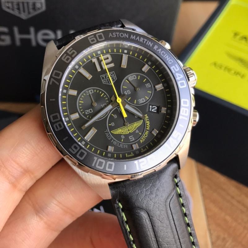 43mm Racing Chrono Aston Martin Inspired Chronograph | Green Stitching Sport Watch