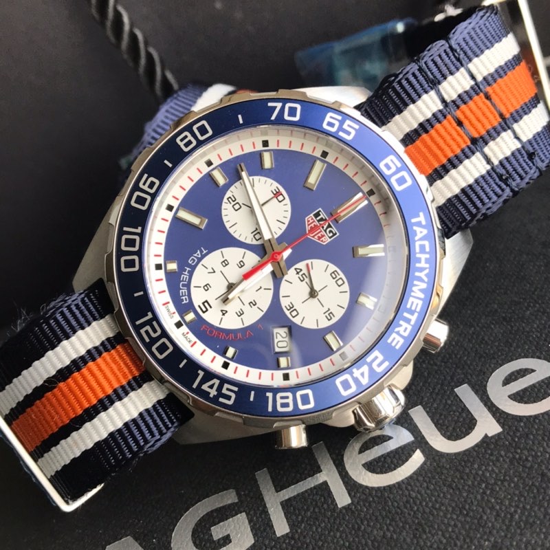 43mm Racing Chrono Gulf-Inspired Chronograph with NATO Strap